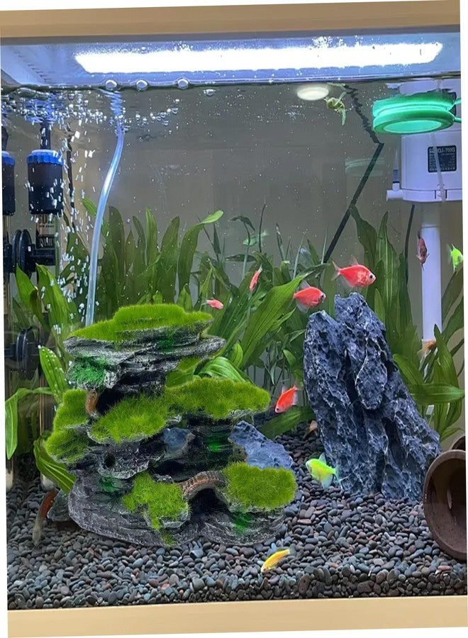 زينة حوض السمك من KDAMGOQE، حجر منظر لحوض السمك، مخبأ مغطى بالطحالب لحوض السمك (6.7 × 2.4 × 4.5)، زينة راتنجية غاطسة كبيرة، إكسسوارات حوض سمك سهلة التركيب - Image 2